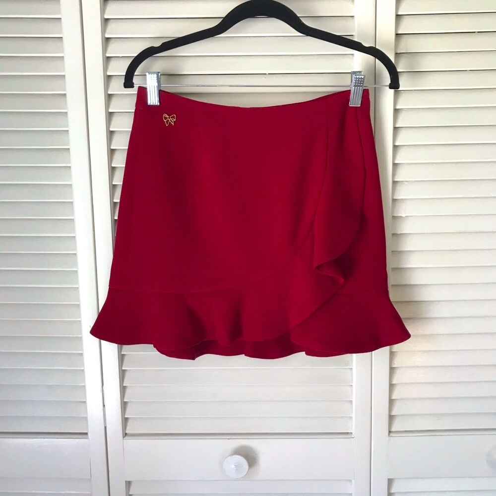 Roem Red Ruffle Mini Skirt Sz 0